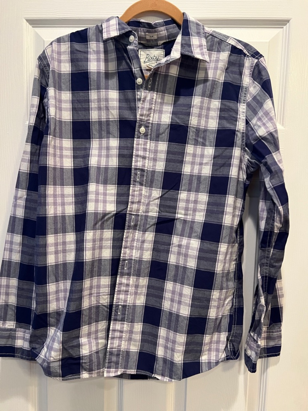 Bixby Navy and White Plaid Button-Down Shirt